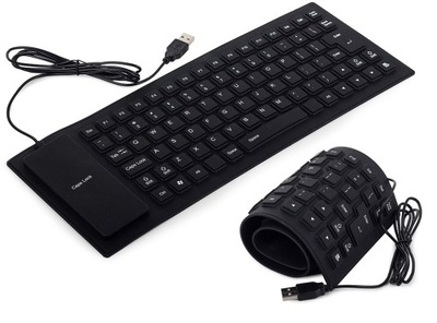 Silikónová klávesnica USB, vodeodolná, čierna